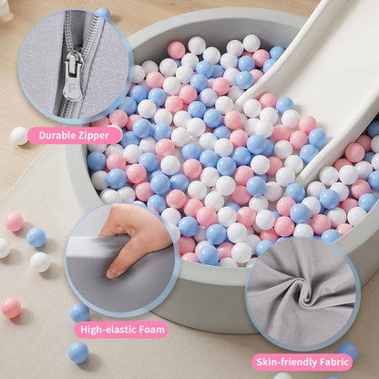 Wilwolfer Foam Ball Pit for Toddlers, Large Baby Ball Pit for Babies with Soft Memory Sponge, Indoor Outdoor Baby Playpen, Kids Play Ball Pool, Gift Toys for Infants Boys and Girls (Gray, NO Balls)
