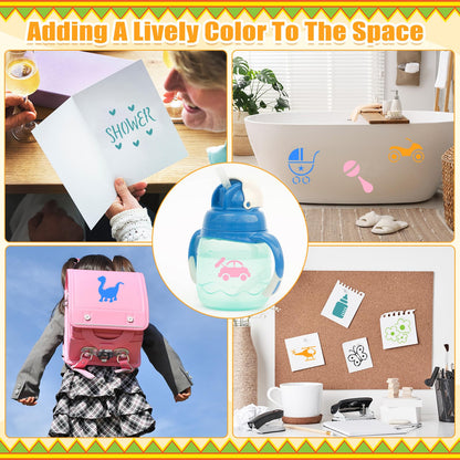 Fainne 100 Pcs Small Stencils for Crafts, 1.5 Inch Reusable Painting Stencils Painting Crafts Templates for Wood, Wall, Home Decor, Canvas, Fabric(Letter, Baby Shower)