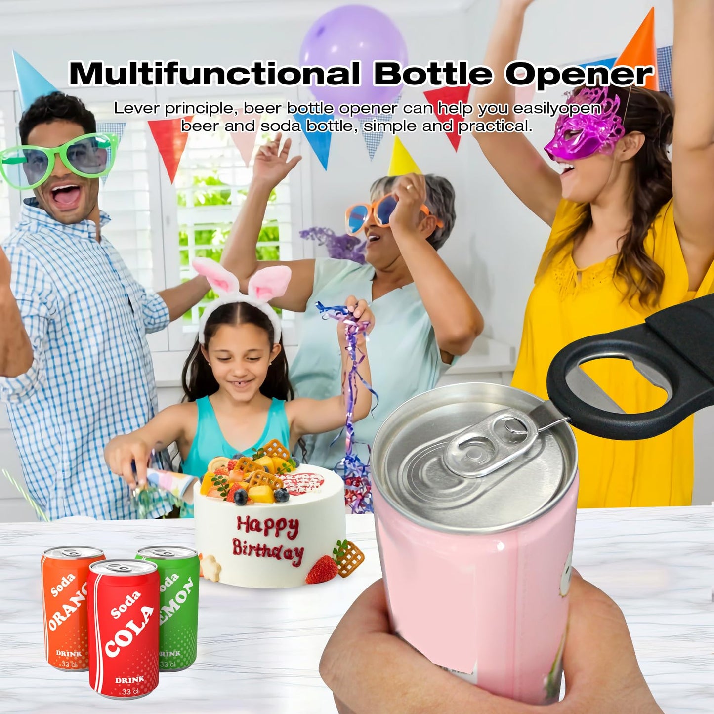 RAIN SPIRIT Multifunctional Retractable Bottle & Jar Opener - Adjustable Can Opener & Lid Gripper for Seniors, Weak Hands, and Arthritis,Jar Opener Bottle Opener and Lid Opener，Wine Opener Gadgets ﻿