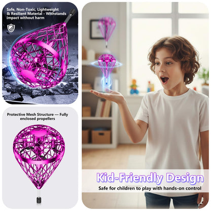 Tikduck 2026 Flying Bouncing Ball Toy - USB Rechargeable, Hand-Controlled with 3D Flips & Multi-Player Fun - Interactive Orb Toy for Kids, Teens & Adults - Indoor & Outdoor Play (Purple)