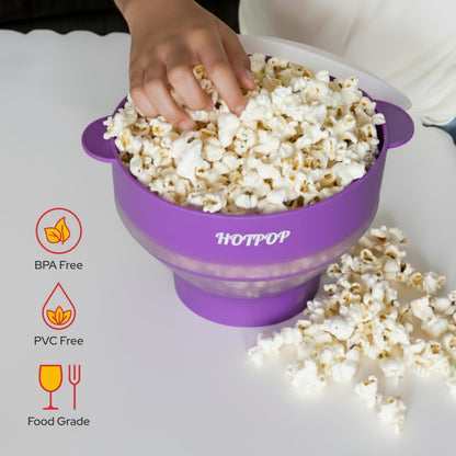 The Orginal HotPop Silicone Popcorn Maker - Microwave Popcorn Popper with Handles - Collapsible Bowl, Heat-Resistant, Easy to Clean, Ideal for Family Movie Nights, 15-Cup Capacity - Red