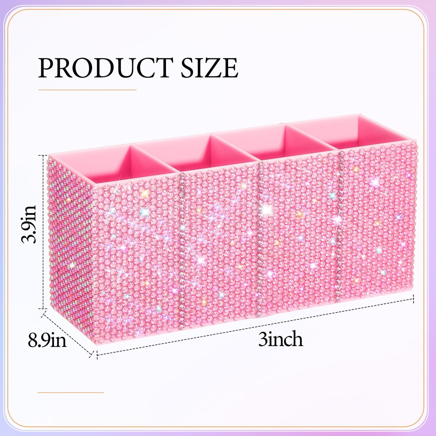 Resholder Bling Desk Organizer for Women, Rhinestone Pen Makeup Brush Holder, Girly Desk Accessories Organizer for Office Classroom Elevate Your Workspace with Serenity(Rhinestone,Pink)