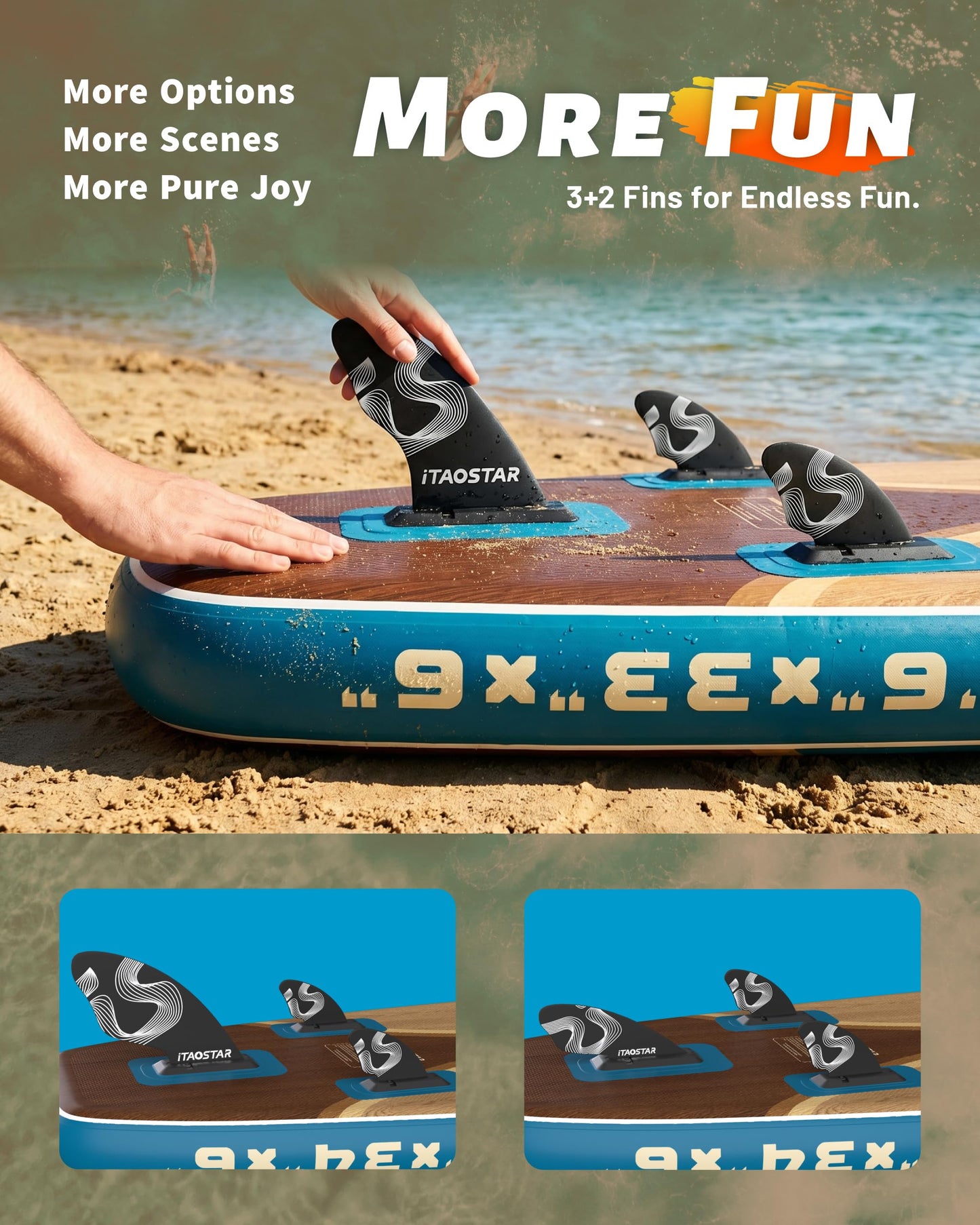 iTAOSTAR W02B 33" Inflatable Paddle Board with Seat, More Fun Inflatable Paddleboard with 5 Fins for Better Balance, Stand Up Paddle Board with Premium SUP Accessories for Adults of All Skill Levels