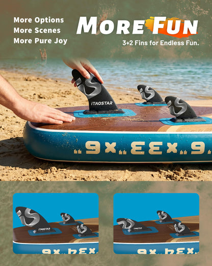 iTAOSTAR W02B 33" Inflatable Paddle Board with Seat, More Fun Inflatable Paddleboard with 5 Fins for Better Balance, Stand Up Paddle Board with Premium SUP Accessories for Adults of All Skill Levels