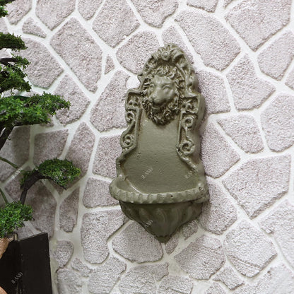 iLAND 1/12 Scale Garden Accessories Outdoor Miniature Birdbath Fountain & 2 Lion Wall Reliefs Mini Ornaments for Garden Dollhouse Décor Dollhouse Accessories