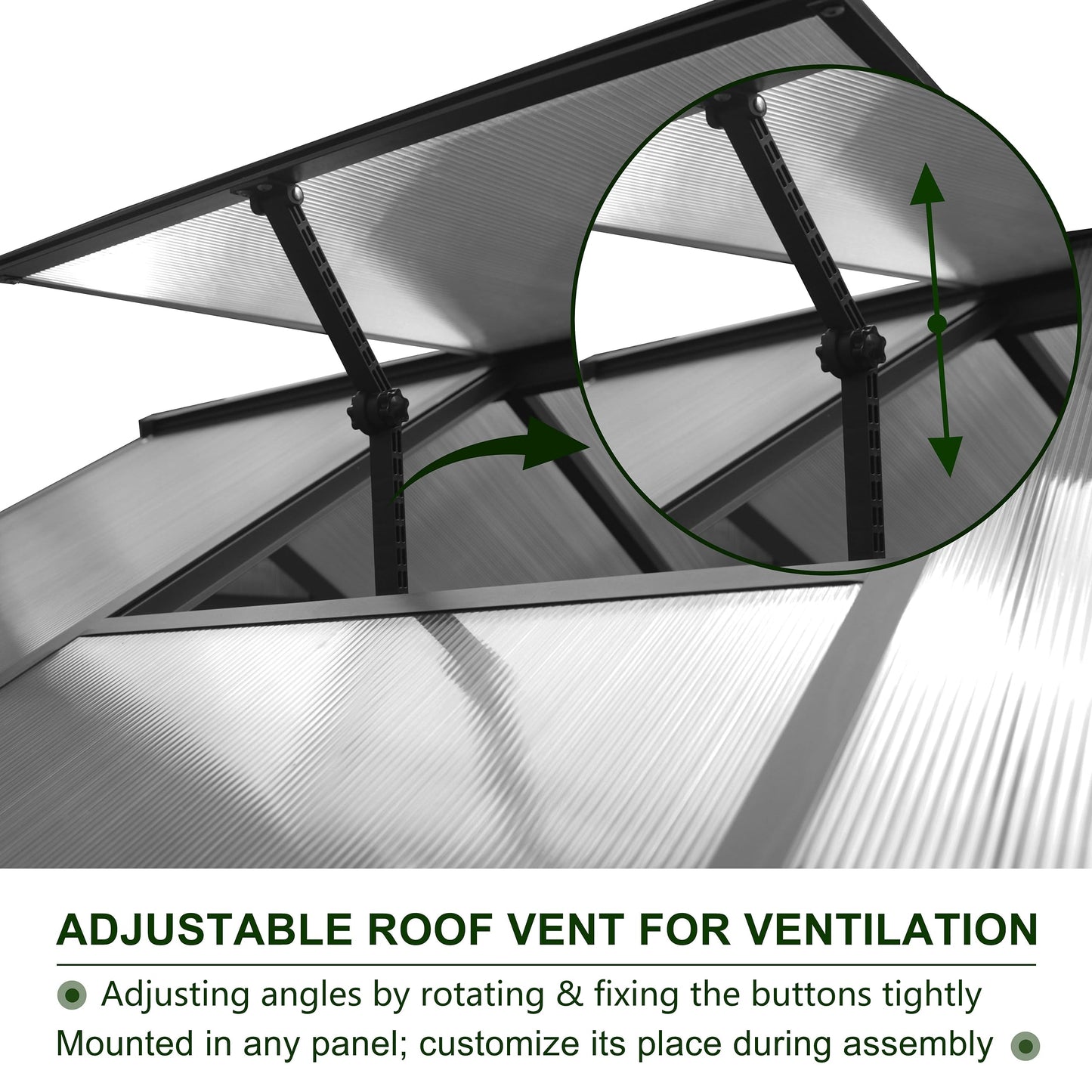 VEIKOU 6' x 10' Greenhouse for Outdoors, Polycarbonate Green House with Adjustable Vent, Aluminum Frame, Rivet Structure, Walk-in Greenhouses for Yard, Garden, Hobby, Grey