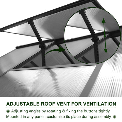 VEIKOU 6' x 10' Greenhouse for Outdoors, Polycarbonate Green House with Adjustable Vent, Aluminum Frame, Rivet Structure, Walk-in Greenhouses for Yard, Garden, Hobby, Grey
