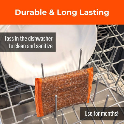 Heavy-Duty Steel Wool Scrubber Sponges 4 Pack – Stainless Steel Cleaning Pads for Dishes, Pots, Pans, Grills & Ovens – Durable Multi-Surface Kitchen Scrubbing Tools for Tough Grease & Burnt Food