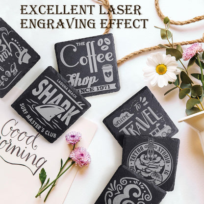 72 Pieces Slate Drink Coasters, GOH DODD 4 Inch Black Coasters Stone Coaster Set, Laser Engraving Blanks with Anti-Scratch Bottom for Home Office Bar Outdoor Housewarming Gifts Wedding Party, Square