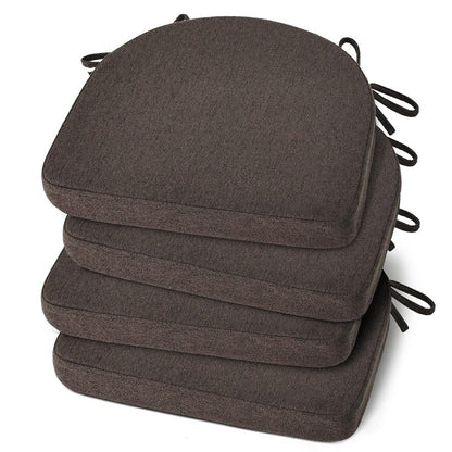 Shinnwa Kitchen Chair Cushions Set of 4, Non-Slip Dining Chair Cushions with Ties and Machine Washable Cover, 4 Pack, 17 x 16.5 x 2in, Dark Brown