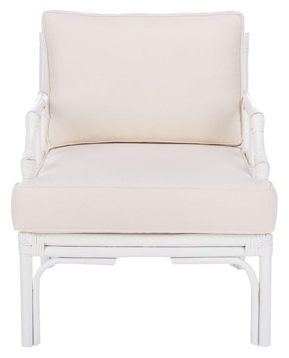 Safavieh Home Kazumi Coastal White Rattan Cushion Accent Chair (ACH6508A)