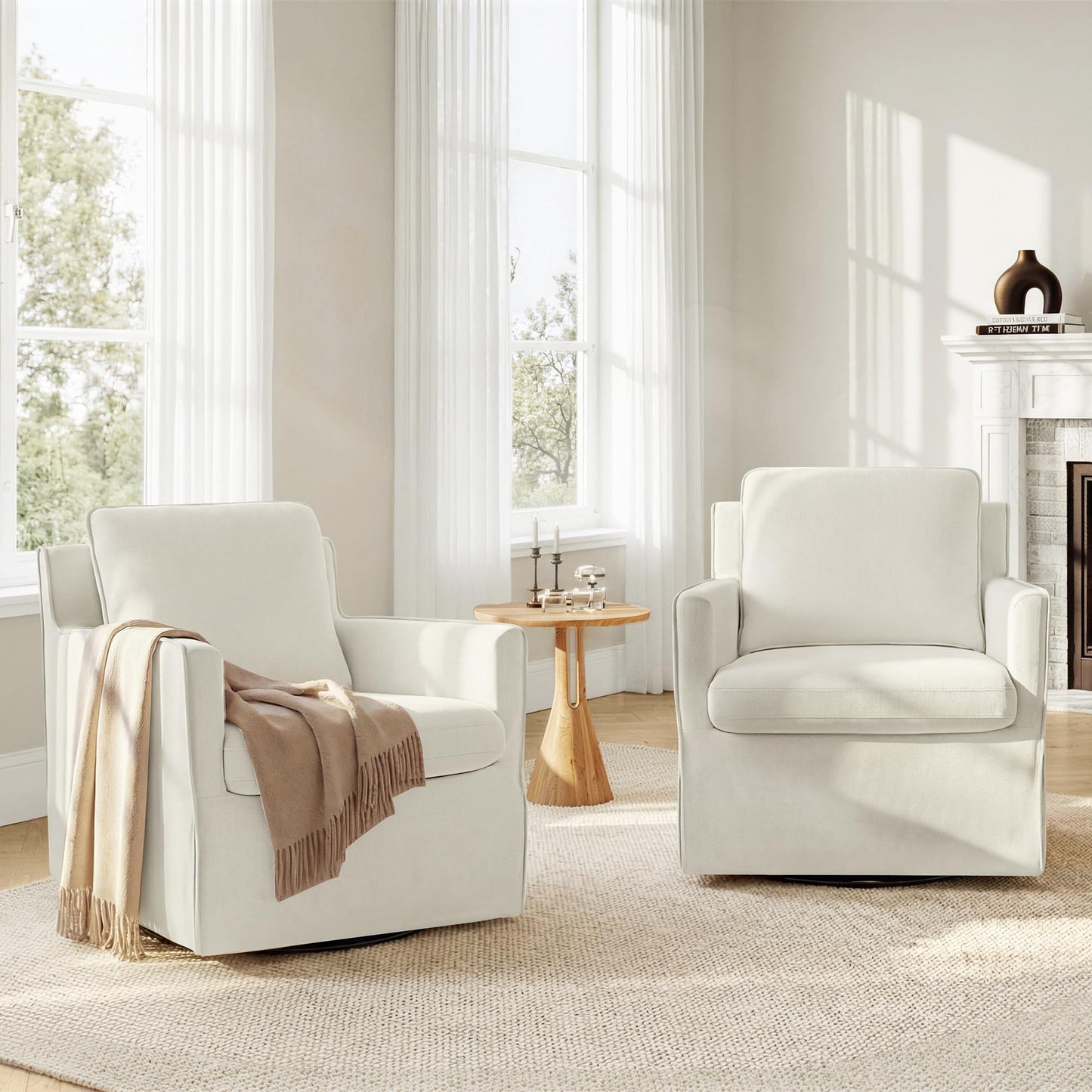 KISLOT Swivel Accent Chair Rocking Recliner 360 Degree Swivel Armchair Machine-Washable Cover for Nursery Living Room Bedroom