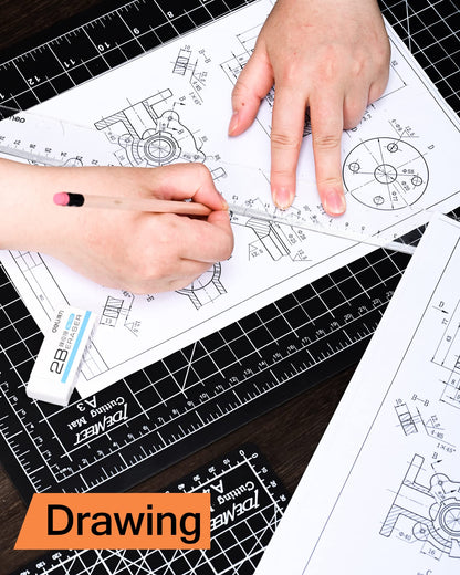 Density-upgraded 18"x12" Self Healing Cutting Mat, Idemeet Rotary Sewing Mat for Crafts, 5-Ply Blade Table Protector Cut Board for Fabric Leather Cutting Quilting Modeling Hobby Project, A3, Black