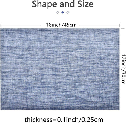 DACHUI Placemats Set of 6, Durable Water Resistant Linen Look Woven Table Mats, Washable, Blue