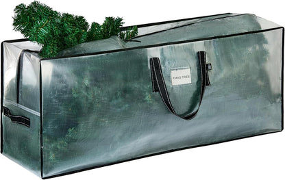 VENO Clear Christmas Tree Storage Bag - Heavy-Duty Zippered Bag for 7.5 Ft Trees | Durable Handles & Label Slot