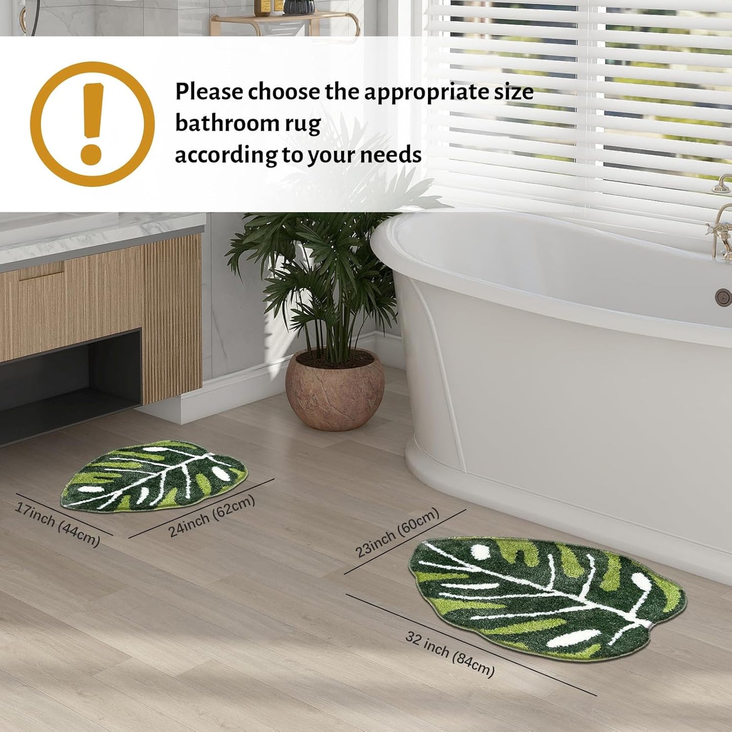 Cute Monstera Leaf Shaped Bathroom Rugs Non Slip Bath Mat Absorbent Washable Small Bath Matt Bathroom Decor
