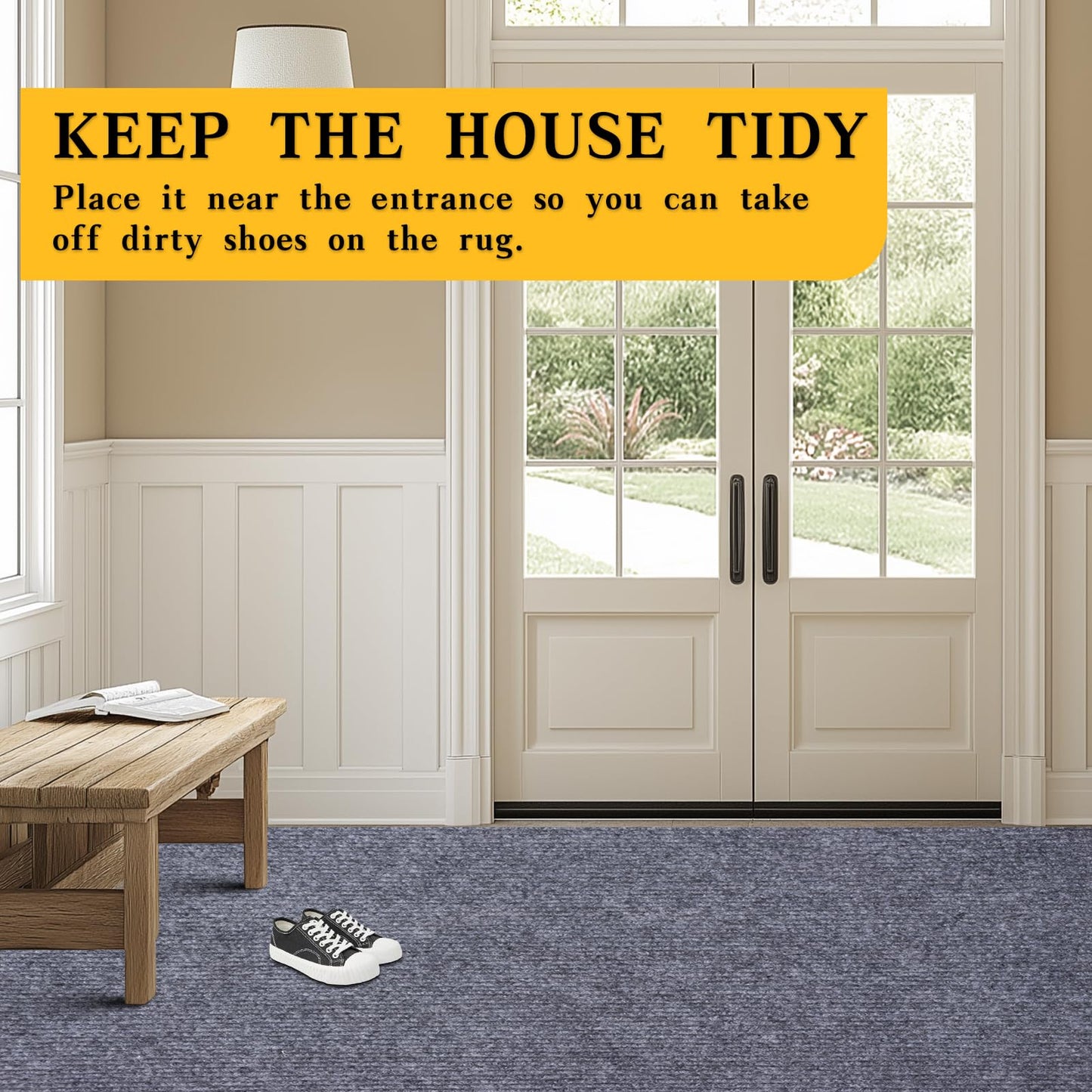 Extra Long 3x10 ft Runner Rug for Hallway, Non-Slip Indoor Outdoor Carpet with TPR Backing, Durable Waterproof Mat for Kitchen, Patio, Balcony, Garage, Deck, Entryway, Stair, Grey Fine Stripes