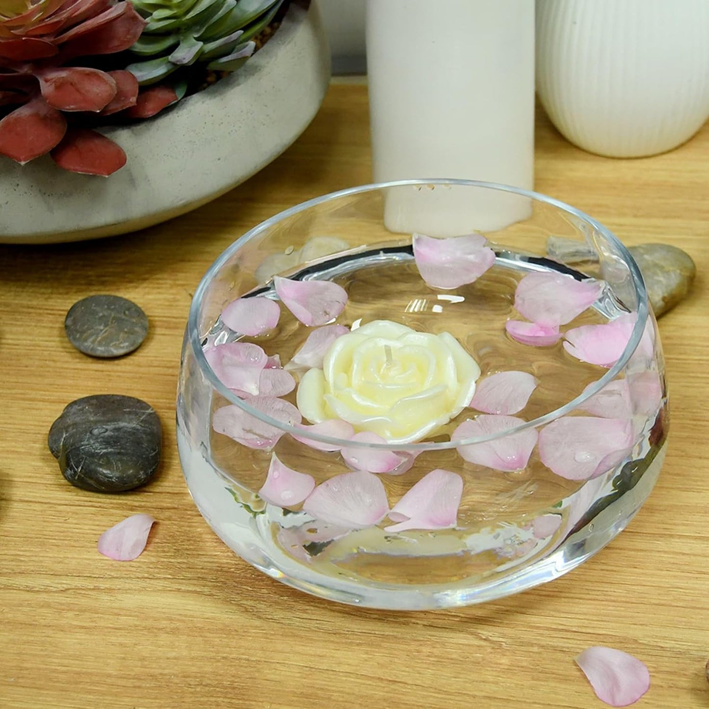Zest Candle 12-Piece Floating Candles, 3-Inch, Ivory Rose