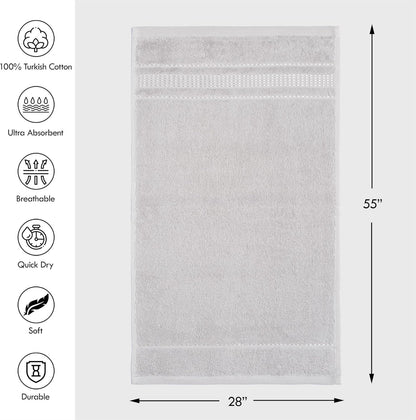 2 100% 28 55 Melissa Linen, Piece, Silver Light Grey Bath Towels, Turkish Cotton Bath Towels for Bathroom, Absorbent