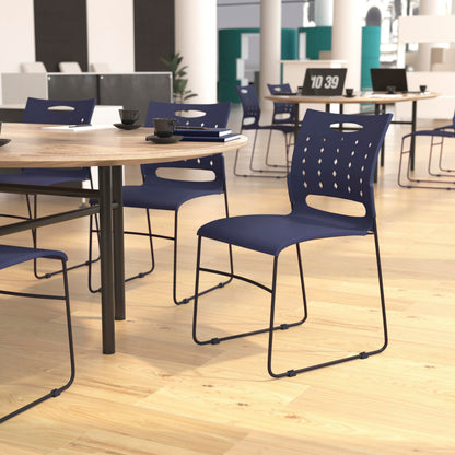 Flash Furniture HERCULES Series 881 lb. Capacity Navy Sled Base Stack Chairs with Air-Vent Back, Set of 5