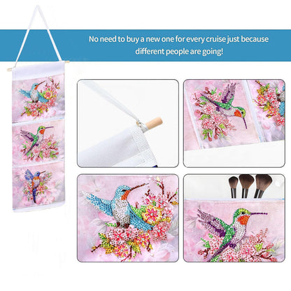 LSQFS 3-Pocket Diamond Painting Storage Bag, Over-Door Canvas Organizer. Wall-Mount Pouch for Adults, Bedroom/Bathroom/Kitchen use. Stores Diamond Art Tools & Small Items, Tidy Home Decor.