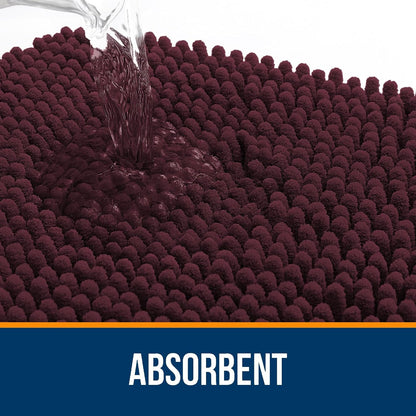 OLANLY Bath Rugs - Extra Soft Chenille | Quick-Dry, Machine Washable, 36x24, Black Cherry