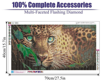 BOHADIY 5D Diamond Painting Kits for Adults,Animal Leopard Diamond Art Kits for Adult Beginner,DIY Full Drill Diamond Dots Paintings with Gem Art and Crafts for Adults Home Wall Decor 27.5 x15.7 inch