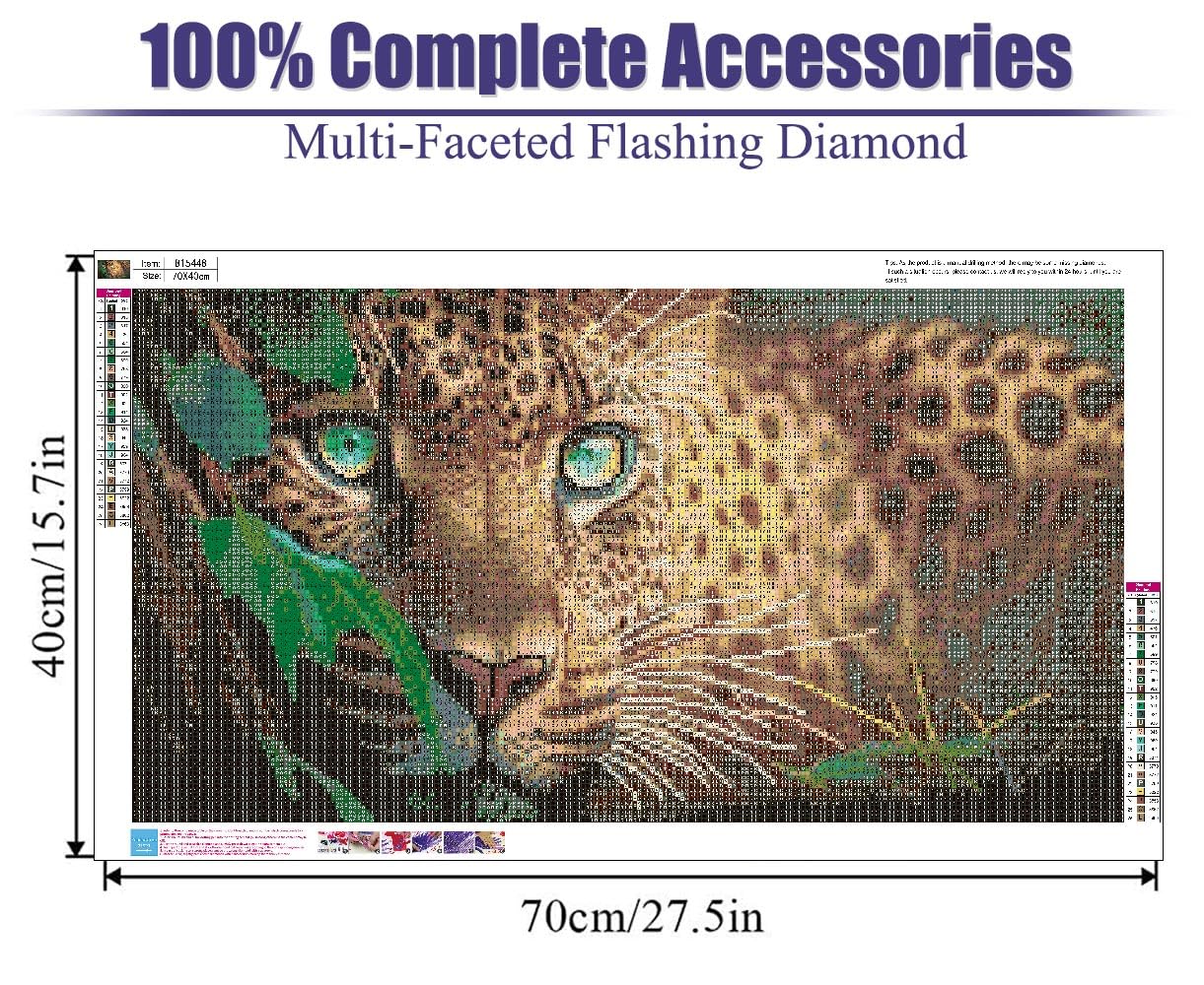 BOHADIY 5D Diamond Painting Kits for Adults,Animal Leopard Diamond Art Kits for Adult Beginner,DIY Full Drill Diamond Dots Paintings with Gem Art and Crafts for Adults Home Wall Decor 27.5 x15.7 inch