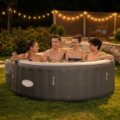 Bestway SaluSpa Hot Springs Inflatable Hot Tub, Fits Up to 2-4 Persons, Energy-Efficient Portable Spa, Outdoor Blow Up Hottub for Backyard, 120 AirJets, 71" x 26" Round