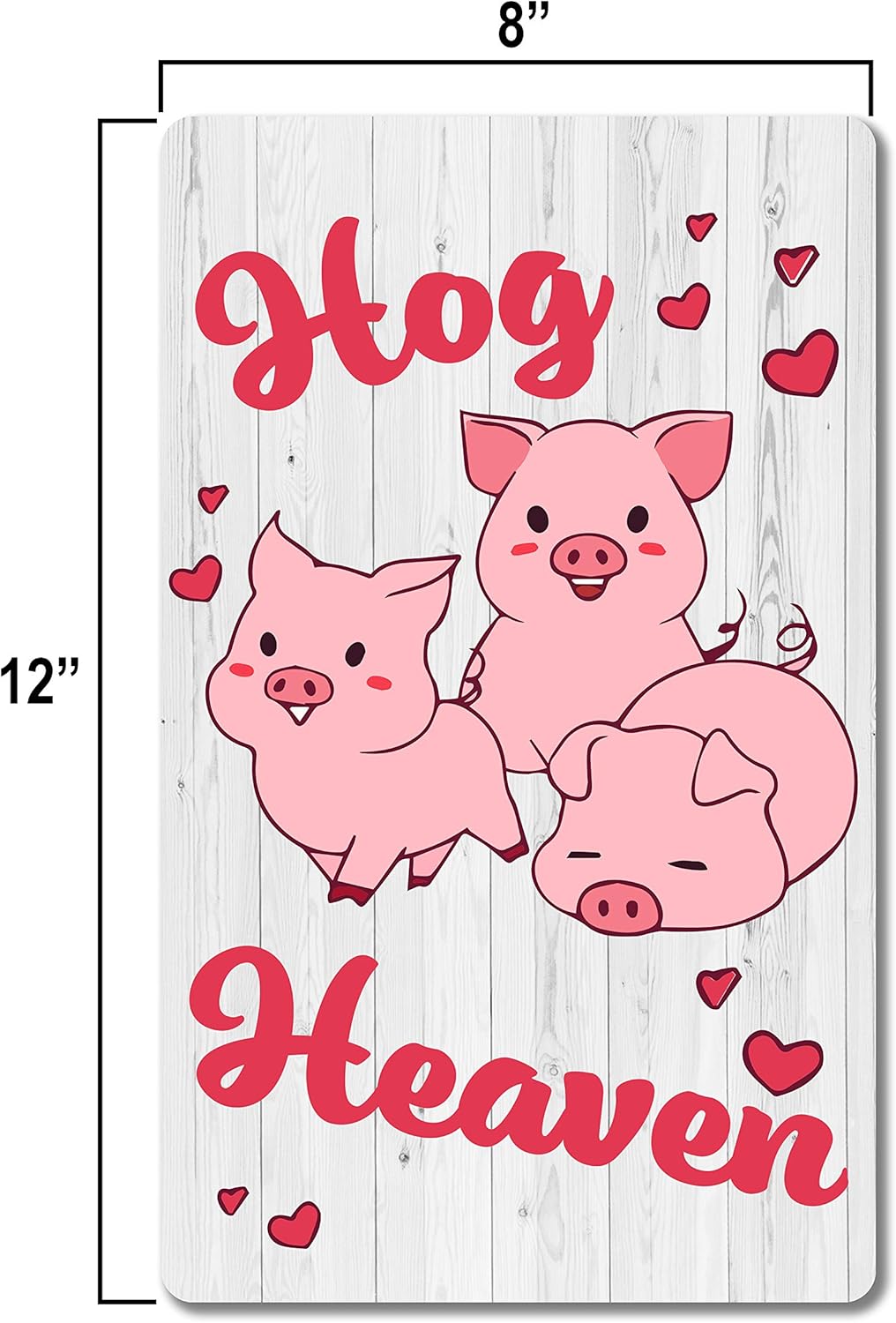 Pig Sign for Home Wall Decor, Metal Signs 12 x 8 in. Three Little Pigs Hog Heaven