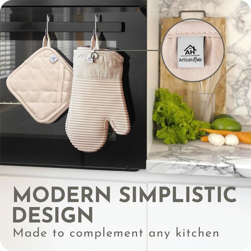 Extra Long Silicone Oven Mitts by [Brand Name] - Heat Resistant 500°F | BPA-Free 4-Piece Kitchen Set