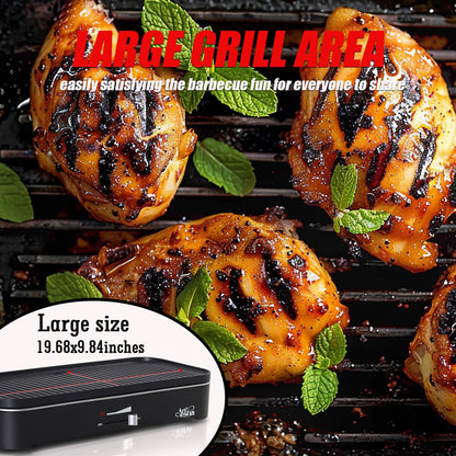 Artestia 1800W Electric Outdoor Grills with Lid Indoor Smokeless Grill for Balcony with Temperature Control Portable Removable Stand Grill for Cooking, BBQ Party, Family