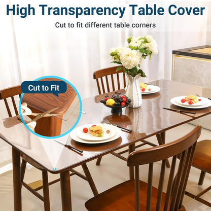 NAP2WELL Clear Table Cover Protector Rectangle 42 x 90 Inch, 2.0mm Transparent Plastic Table Protector Waterproof, Anti-Scratch Clear Desk Mat for Office Desktop Dresser Dining Table, FDA Compliant
