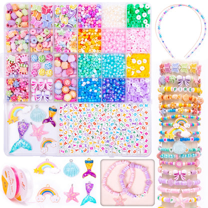 MiuCo Bracelet Making Kit for Kids Girls - Cute Beads for Jewelry Making Kit with Charms - Arts and Crafts for Make Necklaces - Birthday Gifts for Girls Ages 5 6 7 8 9 10 (Kids' Jewelry Making Kits)