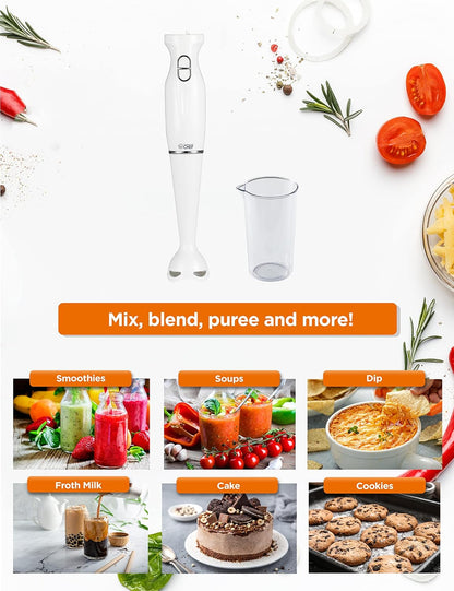 COMMERCIAL CHEF Immersion Blender, Hand Blender with Stainless Steel Blades, Quiet Motor, Electric Mini Blender for