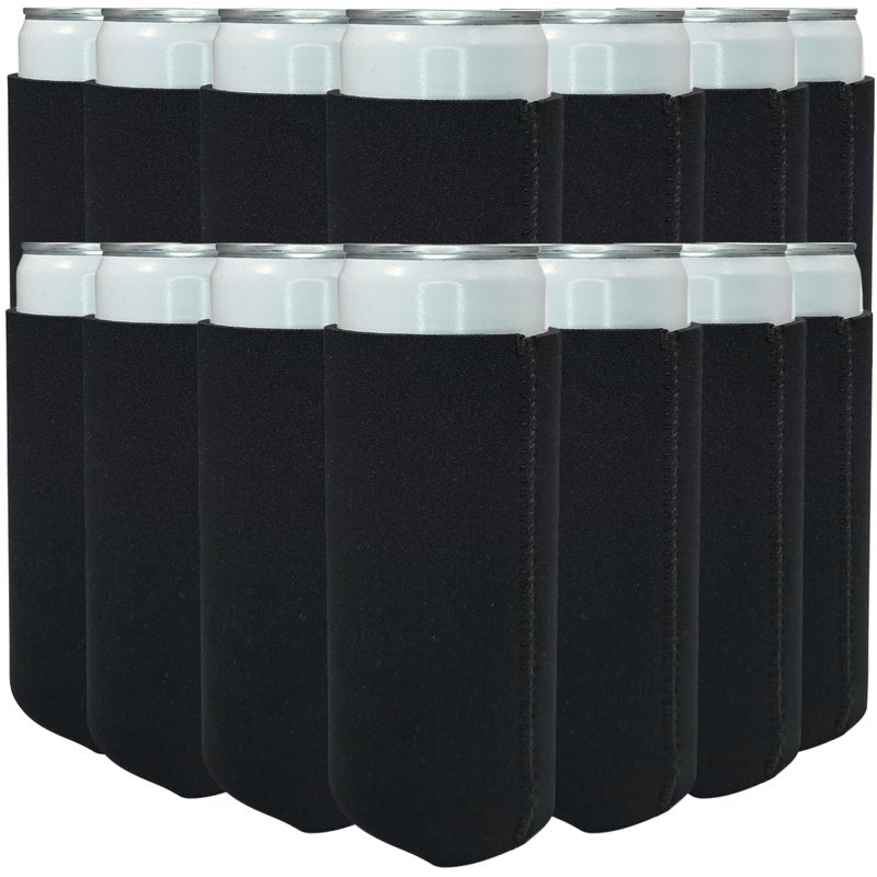 TahoeBay Slim Neoprene Can Cooler Sleeves (50-Pack) Skinny Tall Cans 12 Oz Bulk Thin Seltzer Fit Sublimation Blanks for Vinyl Plain Blank Beer Bottles Black White Solid Color (Brown)