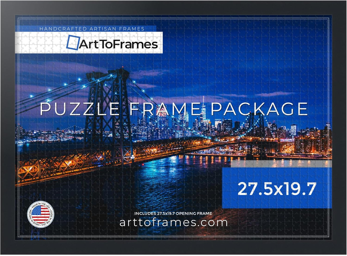 27.5x19.7 INCH 50x70 CM 1000 1.25 Inch (PuzzleFRBW26079-27.5x19.7) ArtToFrames / Black Frame for piece Puzzles.This