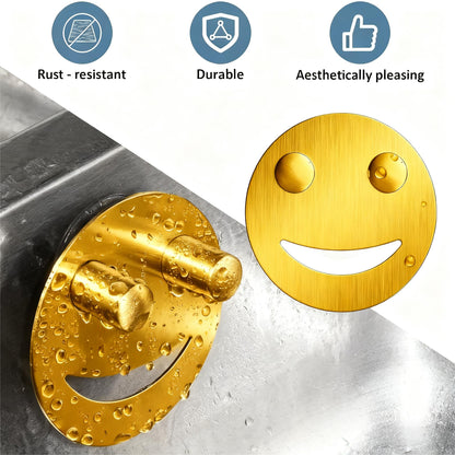 Yoshiky Stainless Steel Smiley Face Sponge Holder, Silver Sink Caddy Organizer Storage with Suction Cup for Kitchen, Kitchen Accessories Decor Scrubber-Gold