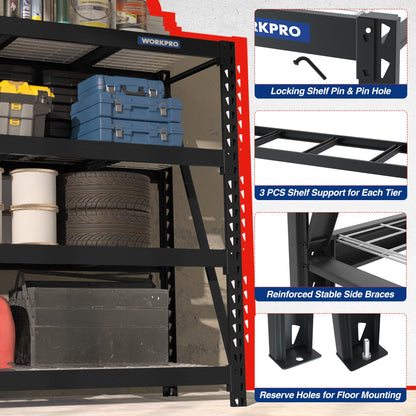 WORKPRO 68" Ultra Wide 4-Tier Metal Garage Shelving Unit, 68" W x 24" D x 65" H, 7200 LBS Capacity, Heavy Duty Storage Utility Rack, Industrial Adjustable Shelves for Shop Basement Fish Tank, 2 Pack