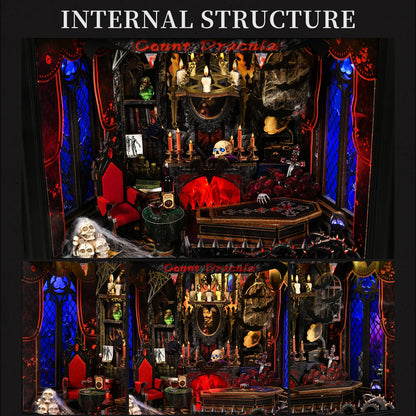 ETKVR Book Nook Kit, Picture Frame Booknook, Wall Mounted Miniature Dollhouse Kit, DIY 3D Wooden Puzzle for Home Bookshelf Decoration - Vampire Count Dracula