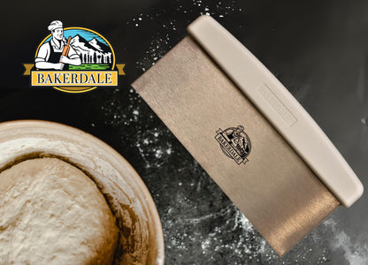 Bakerdale Large Bench, Dough, Cake Scraper, Icing Smoother Spreader, 10-inch Long Stainless Steel Blade, with White Polypropylene Handle