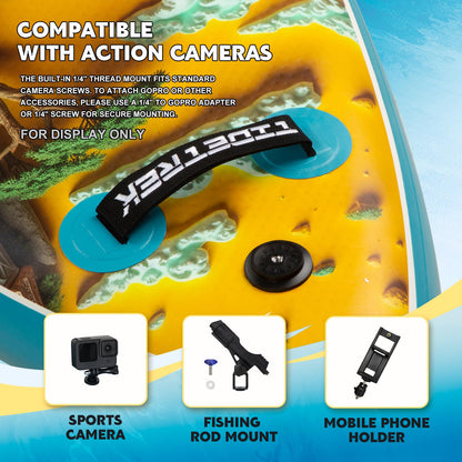 TIDETREK 11'/11'6" x 33"/34" x 6" Inflatable SUP Paddle Board – Extra-Wide, Stable Stand Up Paddle Board with Premium Full Accessory Set for Adults & Youth (Azure Leap/Kayak Seat, 11'6"x33"x6")