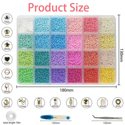 ALIRICH 21600Pcs 3mm Glass Seed Beads for Jewelry Making, 48 Colors Crafts Bead Kit with Letter Smile Face Star Love Heart Beads, Gold Silver Findings Beads for DIY Art Bracelets Necklaces for Women