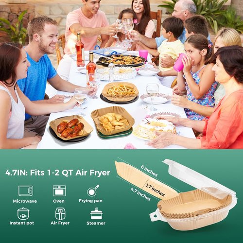 COSORI Disposable Air Fryer Liners - 100PCS Parchment Paper for 2 QT Mini Air Fryer | 4.7 Inch Square Sheets