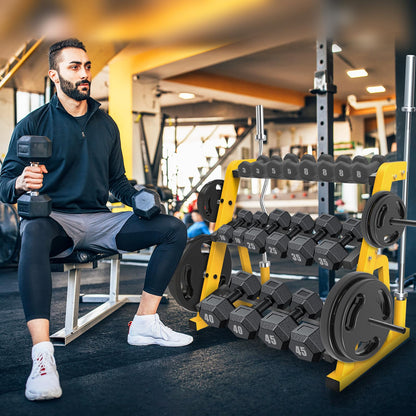 Kipika Heavy Duty 3 Tier Dumbbell Rack Multifunctional, Weight Rack for Dumbbells, Home Gym Equipment, Suitable for Storage of Dumbbell, Barbell Plate, Barbell Bar