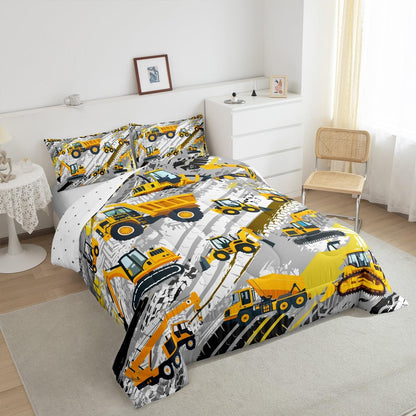 Set Boys Construction Comforter Truck Bedroom Decor for Kids Girls Under Construction Vehicles Down Comforter Nursery