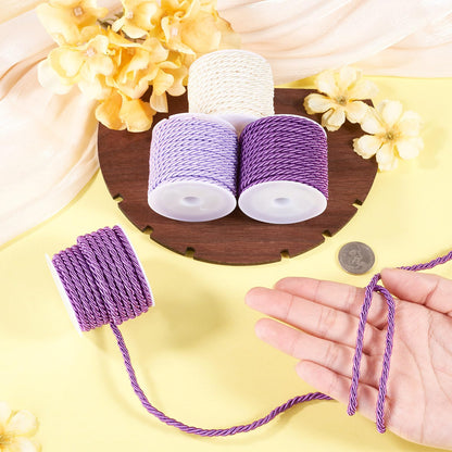 4 Rolls Braided Macrame Cords 3mm 5.4yards Twisted Trim Rope Polyester Twine Cord for Knitting Bag Wall Hangings Plant Hangers Handmade Macrame Supplies