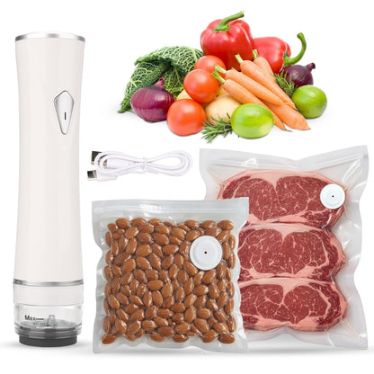 Handheld Vacuum Sealer for Food Storage - Vacuum Storage Bags and Machine - 30 Reusable Freezer Bags - USB Rechargeable - Mini Bag Sealer - Kitchen Gadgets for Meal Prep Essentials