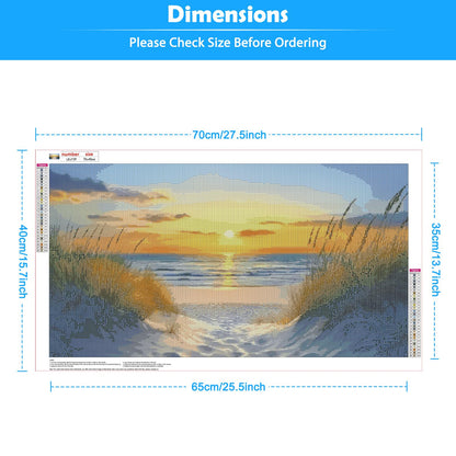 KEYIFA Diamond Art Kits for Adults, 28x16 Inch Large Beach Diamond Painting 5D Diamond Art for Beginners Sunset View DIY Full Drill Paint by Diamonds Dots Gem Art for Home Wall Decor