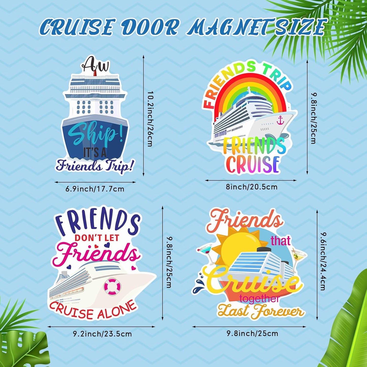 Hoteam 4 Pcs Large Cruise Door Decorations, Magnetic Friends Decor for Cruise Ship Cabin Stateroom